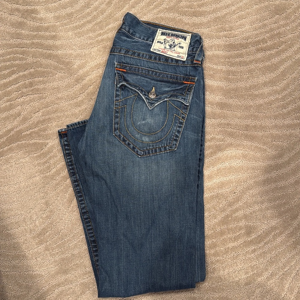 True religion distressed and faded men’s jeans size 34/34 - Picture 1 of 12